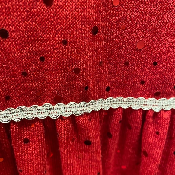 Girl’s 14 Christmas Santa’s fleece style red long sleeve dress w/ sequins - Picture 3 of 6
